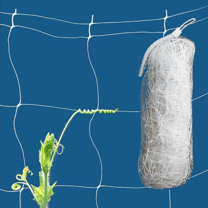 HHTHH White Trellis Netting 5x100 ft Heavy Duty Garden Trellis Netting Polypropylene Plant Support Garden Net for Climbing Vegetables Fruits Flowers - Image 1